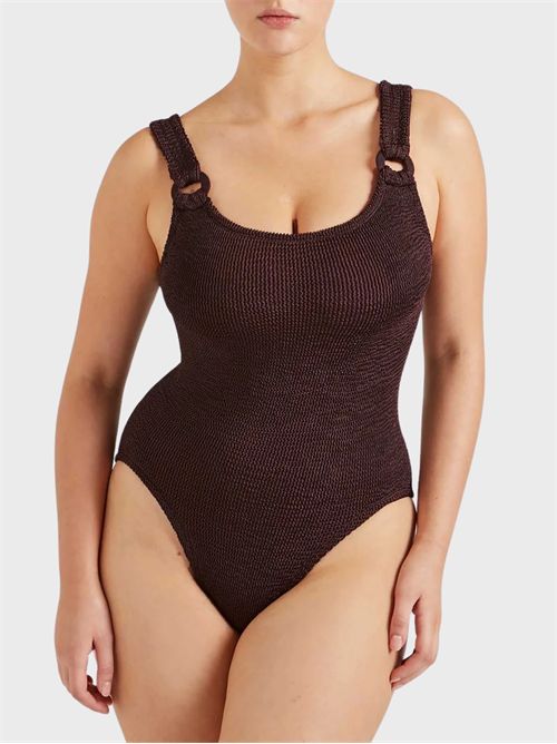 Domino One-Piece Swimsuit HUNZA G | DOMINOSWIMMETALLICCHOCOLATE